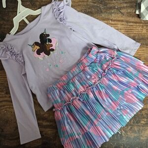 💝 Afro Unicorn Top and Pleated Skirt Set